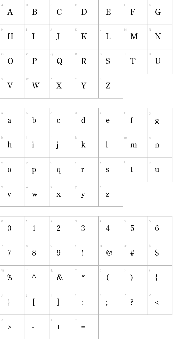 Character Map Centurion Font