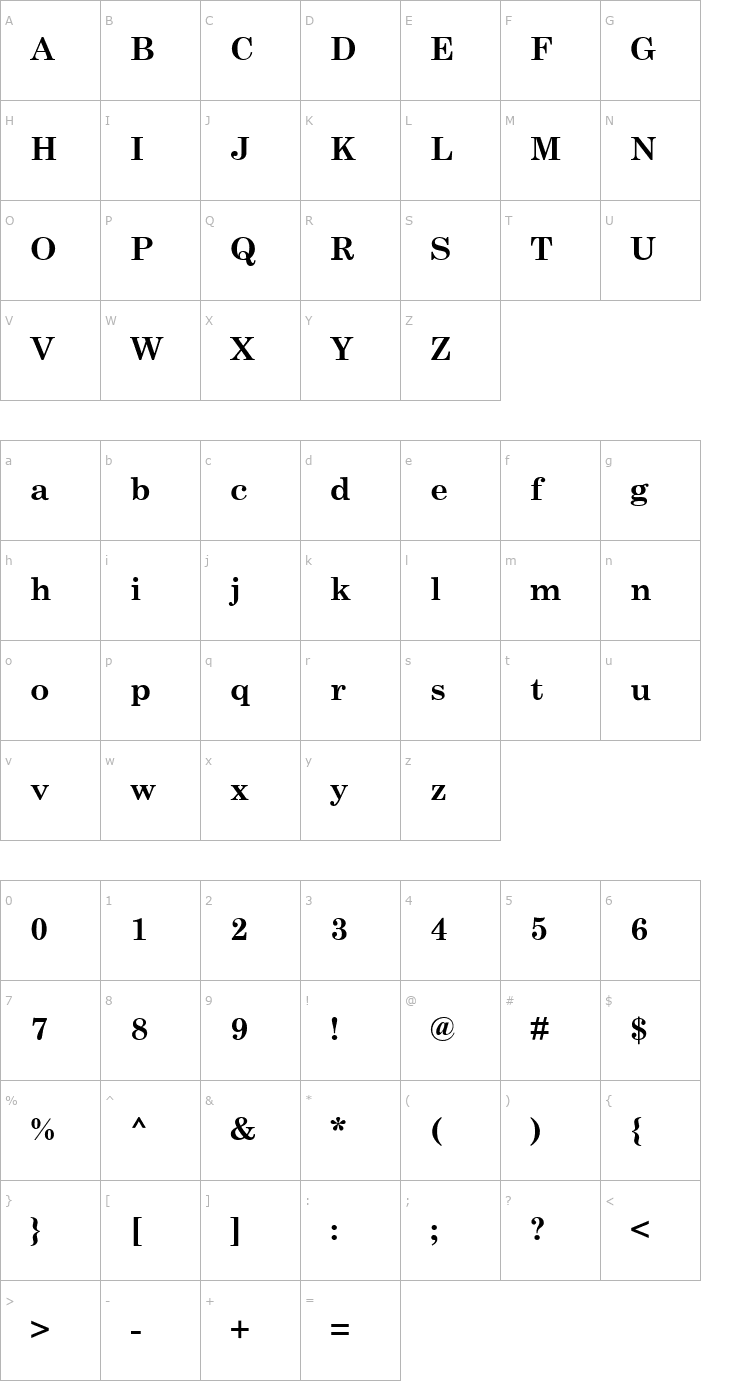 Character Map Century Bold Font