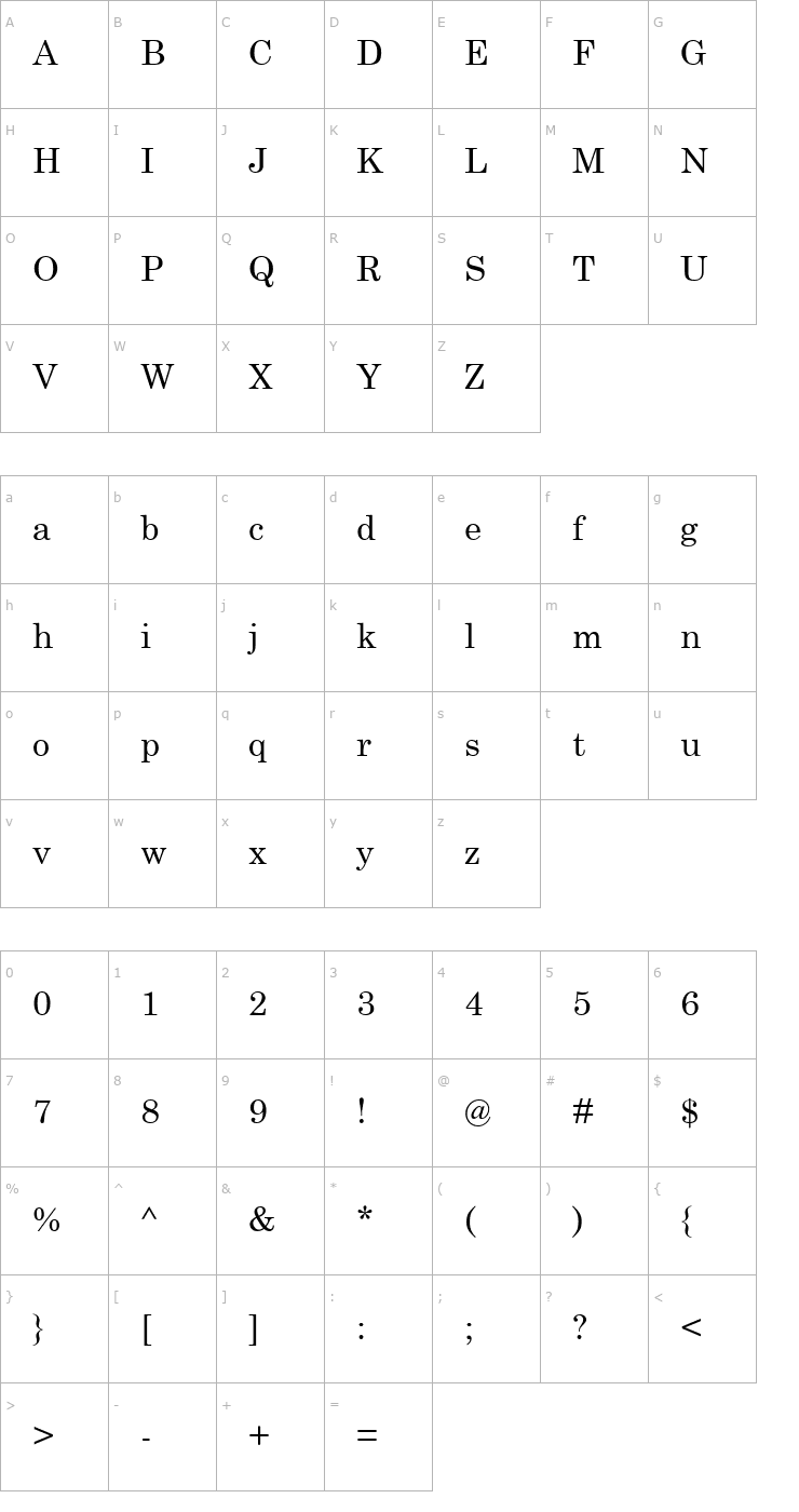 Character Map Century Normal Font