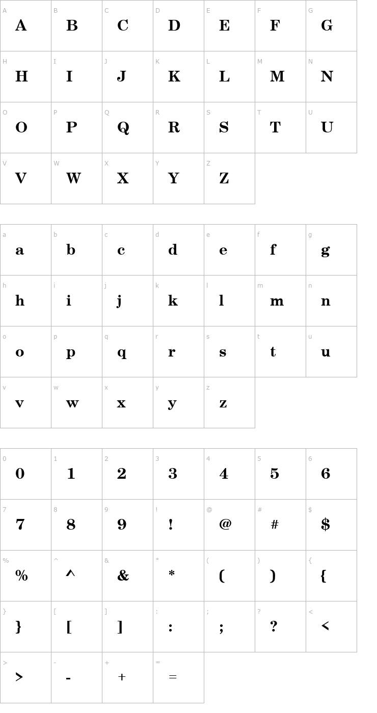 Character Map CenturySchT Bold Font