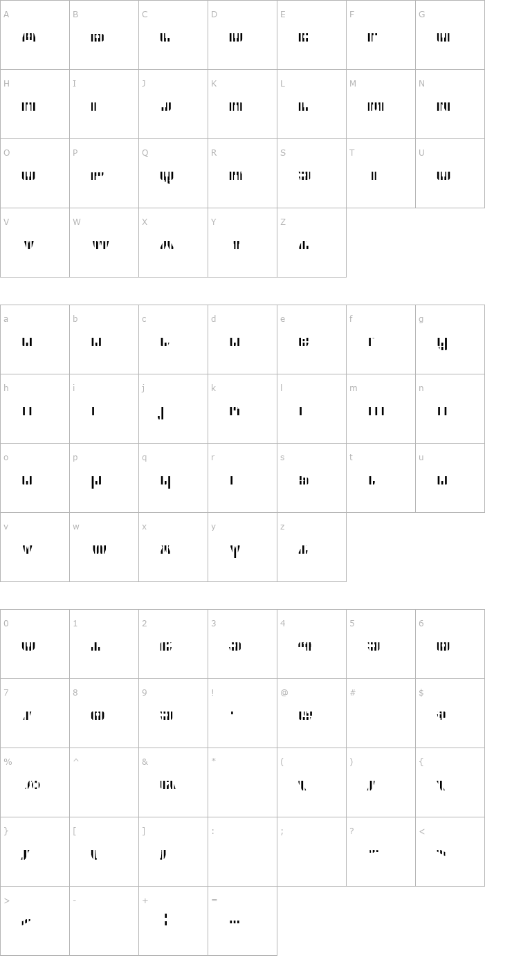 Character Map CFB1 American Patriot SOLID 2 Bold Italic Font