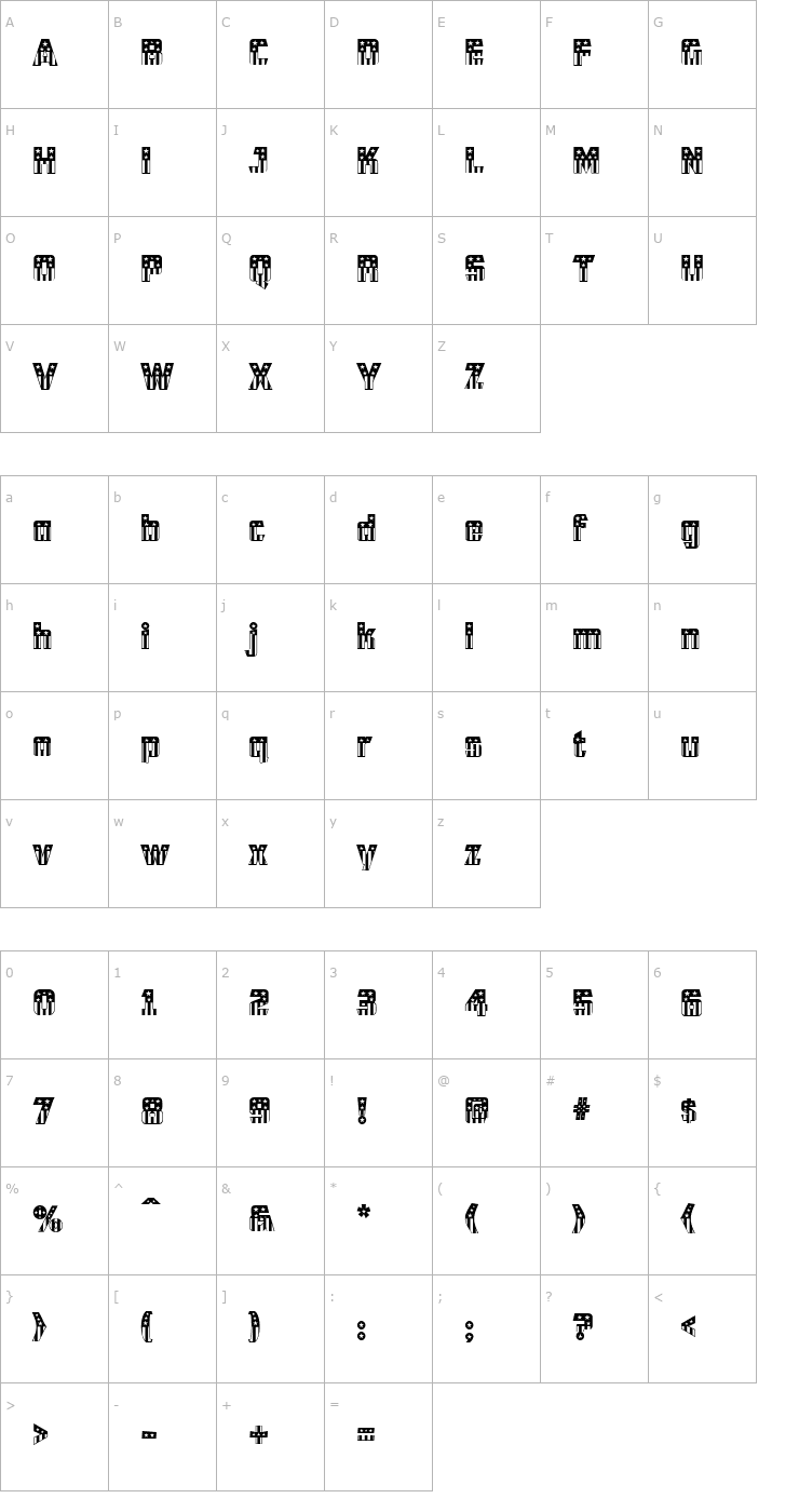 Character Map CFB1 American Patriot SOLID 2 Normal Font