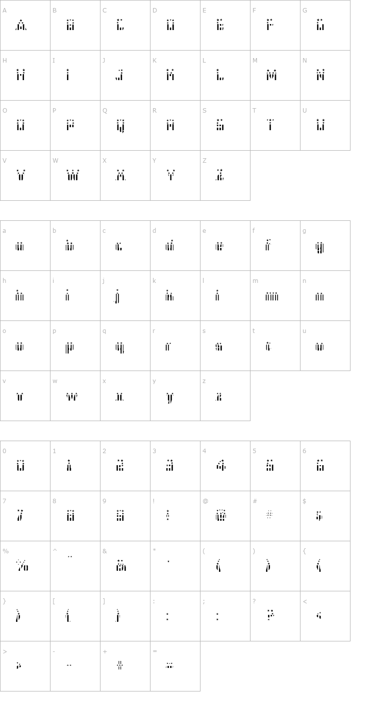 Character Map CFB1 American Patriot SPANGLE 2 Bold Font