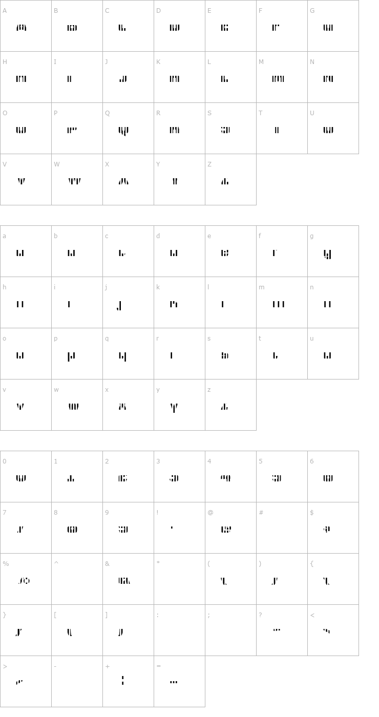 Character Map CFB1 American Patriot SPANGLE 2 Bold Italic Font