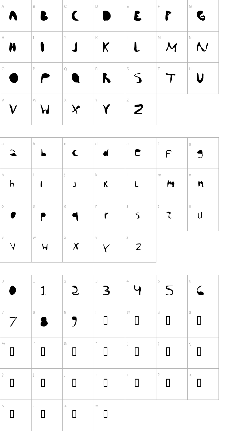 Character Map Chango Font