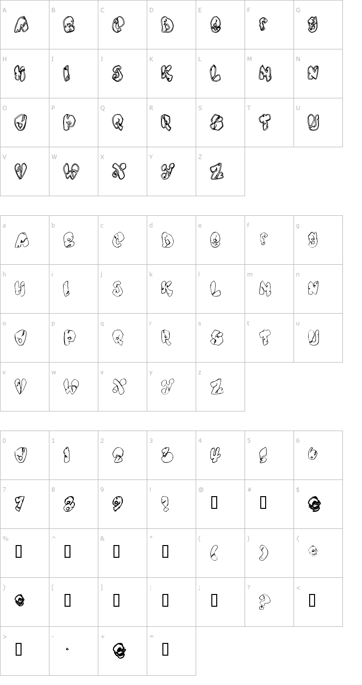 Character Map Chankenstein Font