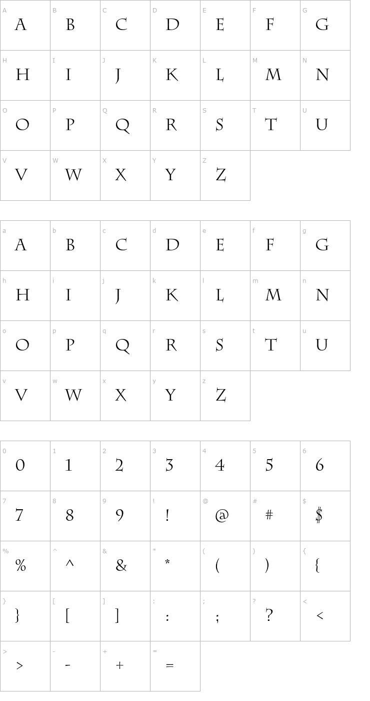 Character Map CharlemagneStd-Regular Font