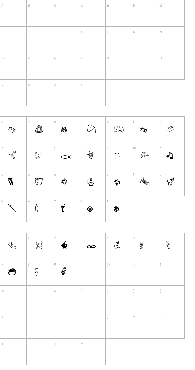 Character Map Charming Symbols Font