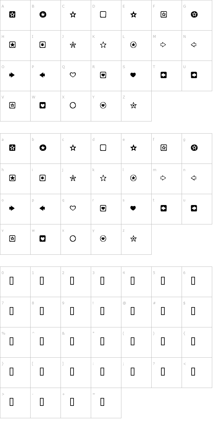 Character Map Charms BV Font