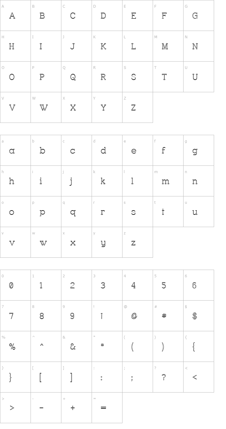 Character Map Charrington Outer Font