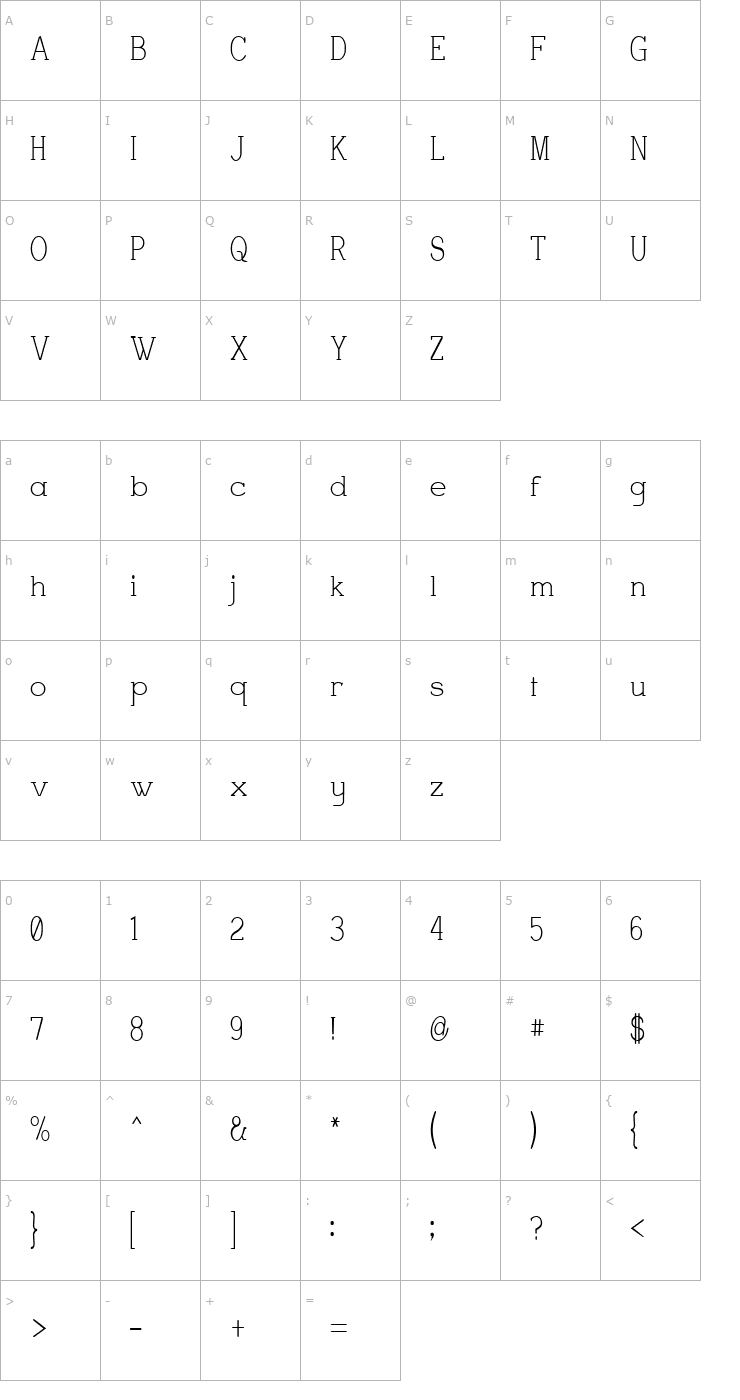 Character Map Charrington Strewn Font