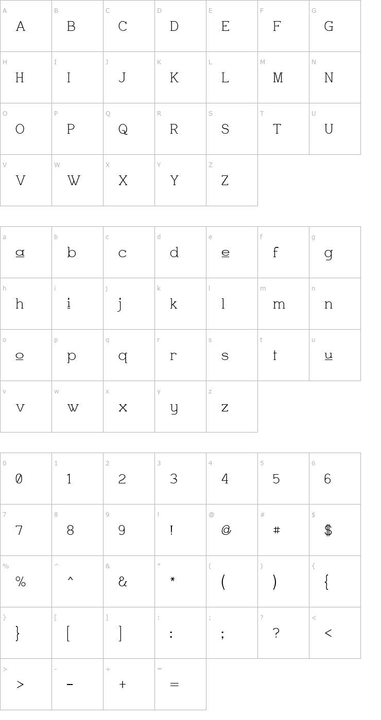 Character Map Charrington Upper Font