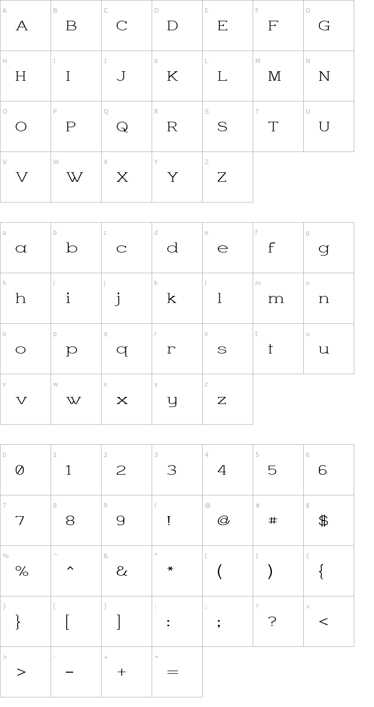 Character Map Charrington Wide Font