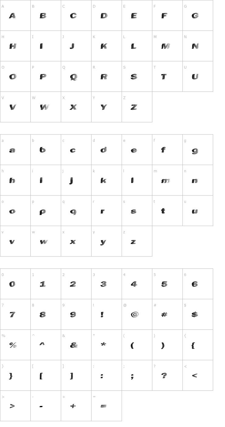 Character Map Chefs Slice Novice Font