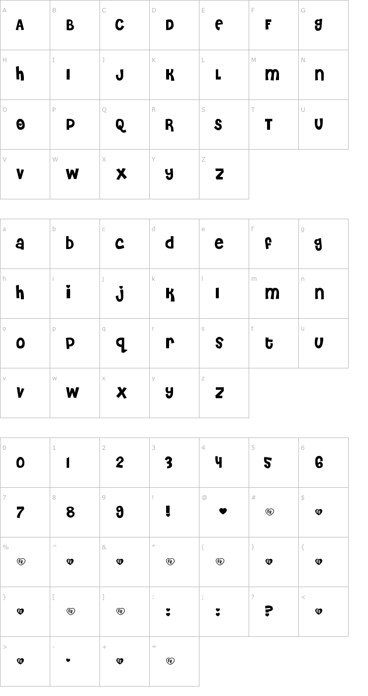 Character Map Cheri Font