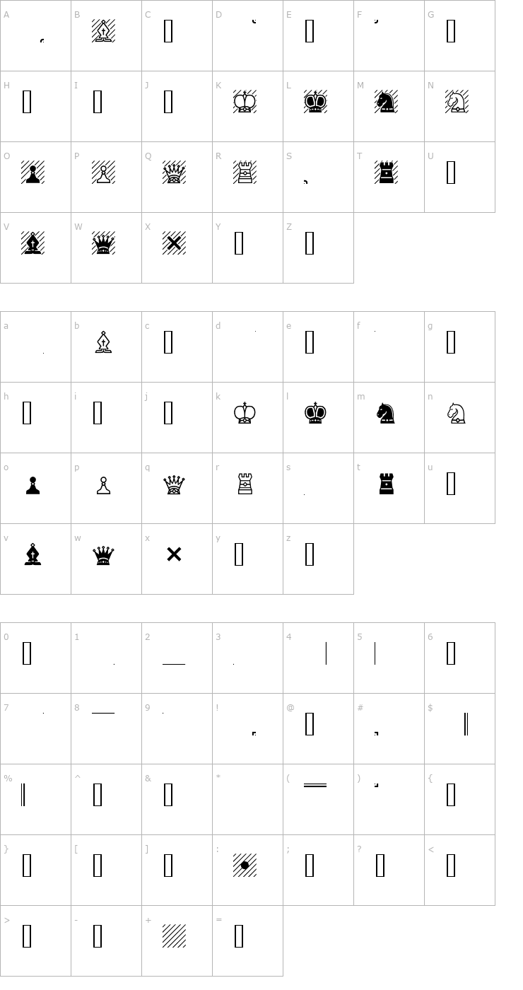 Character Map Chess-7 Font