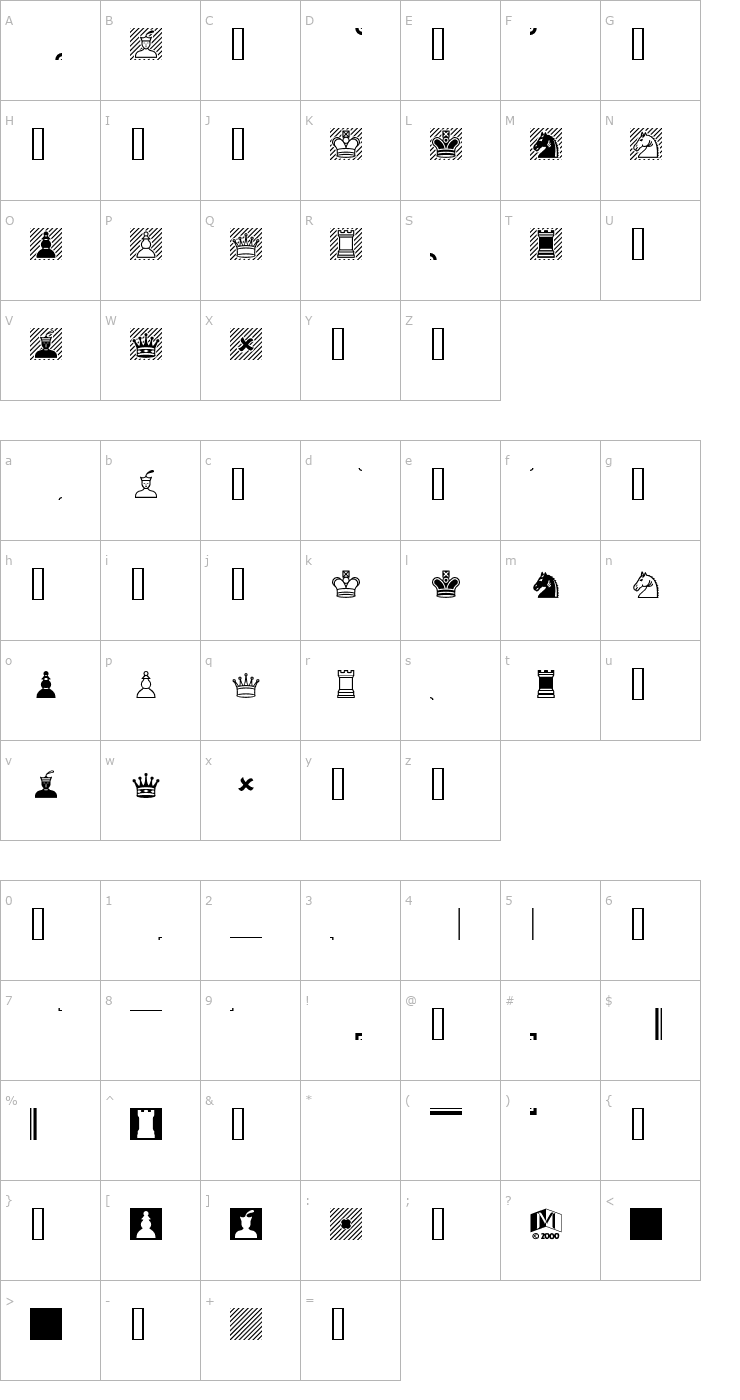 Character Map Chess Adventurer Font