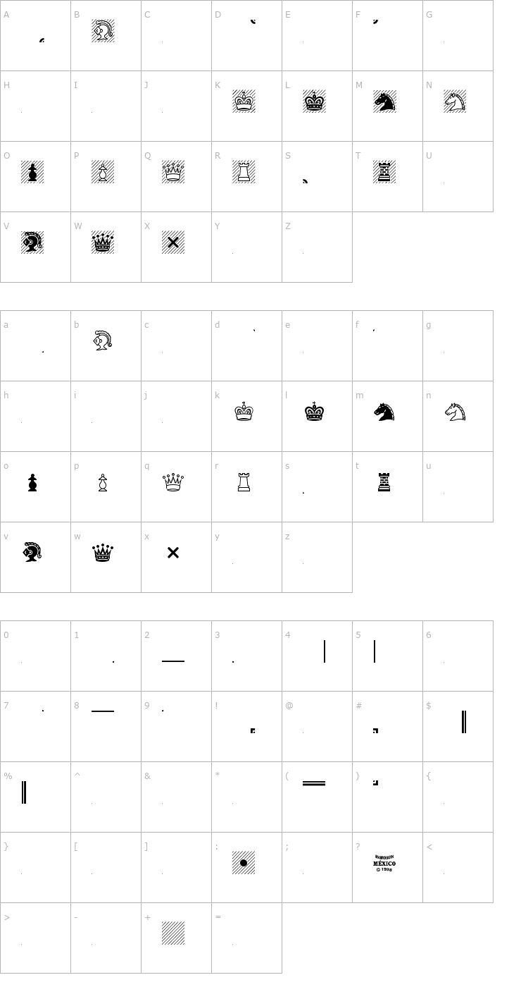 Character Map Chess Condal Font