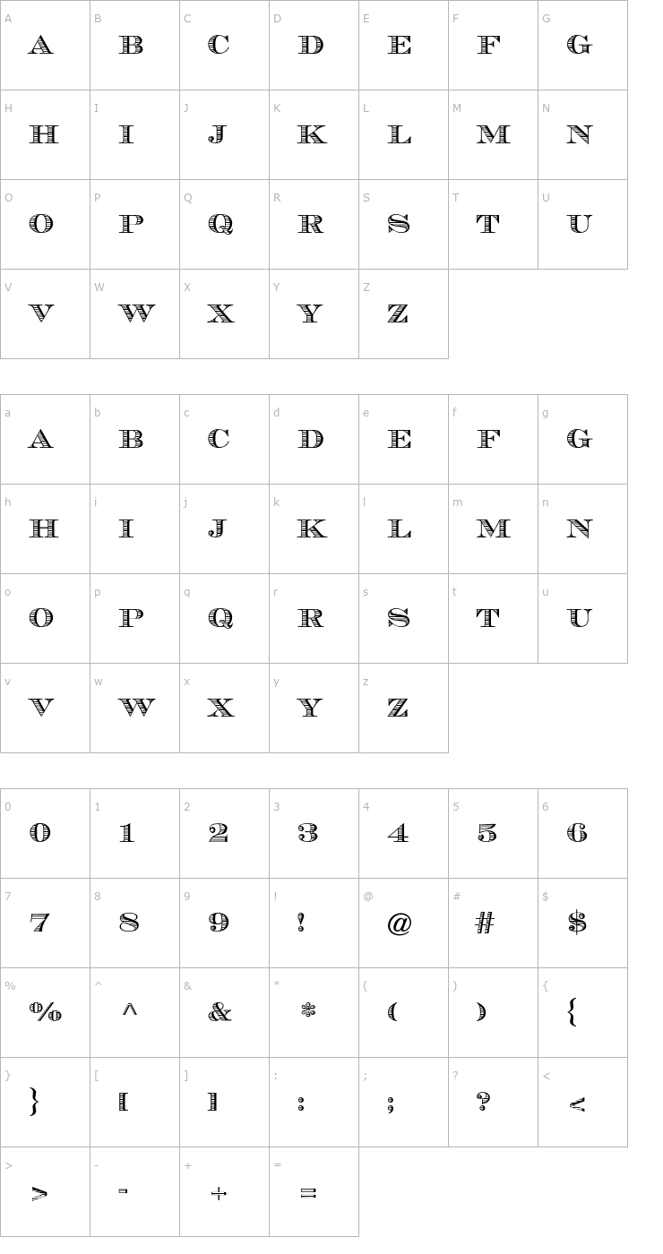 Character Map Chevalier AT Font