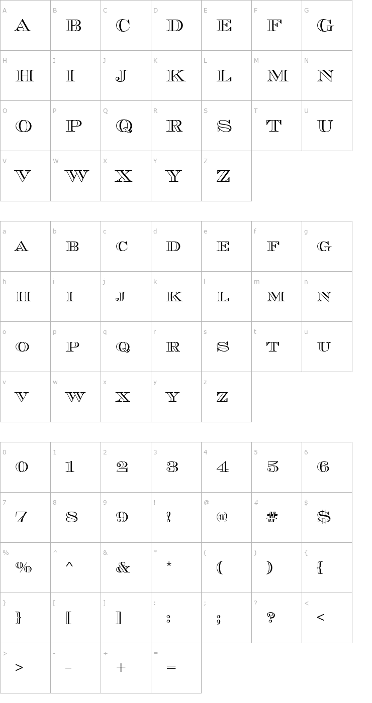 Character Map Chevalier_Becker_Open_Discaps Font