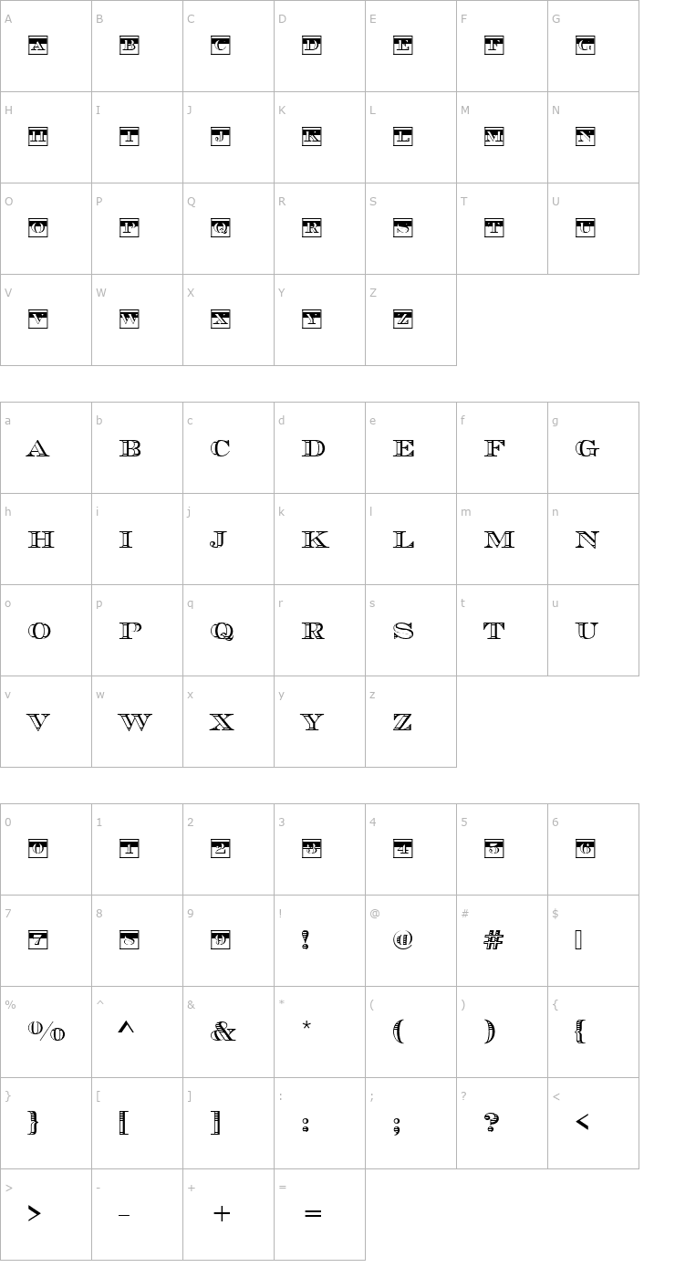 Character Map ChevalierIniD Font