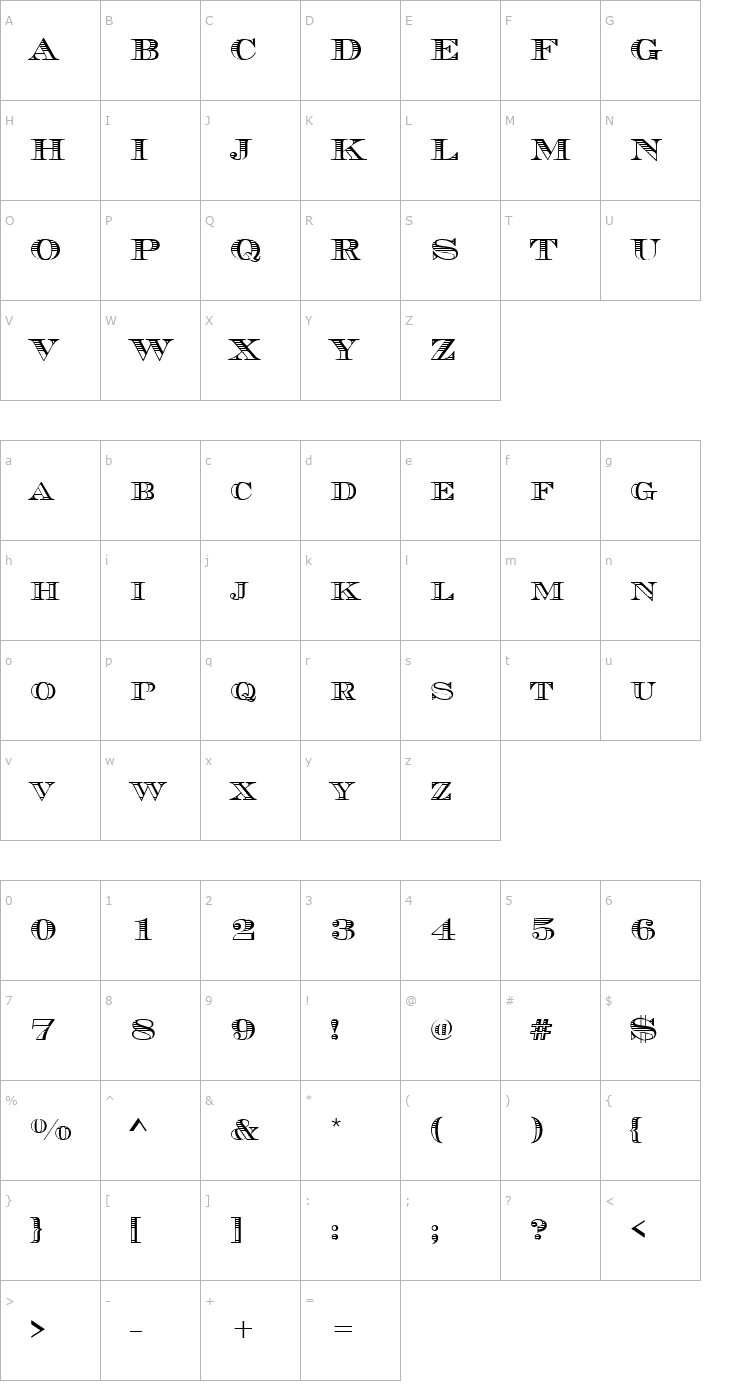 Character Map ChevalierStrSCD Font