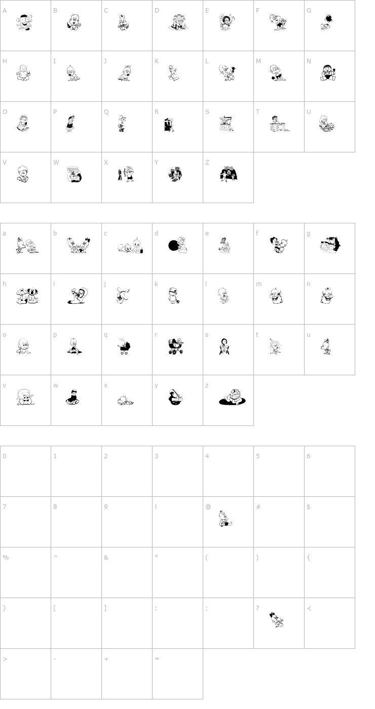 Character Map Children Bats Font