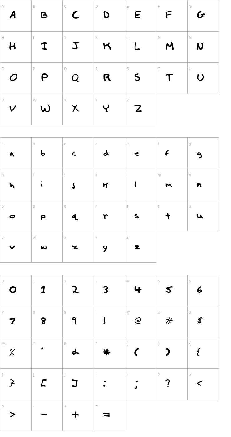 Character Map Child's Play Font