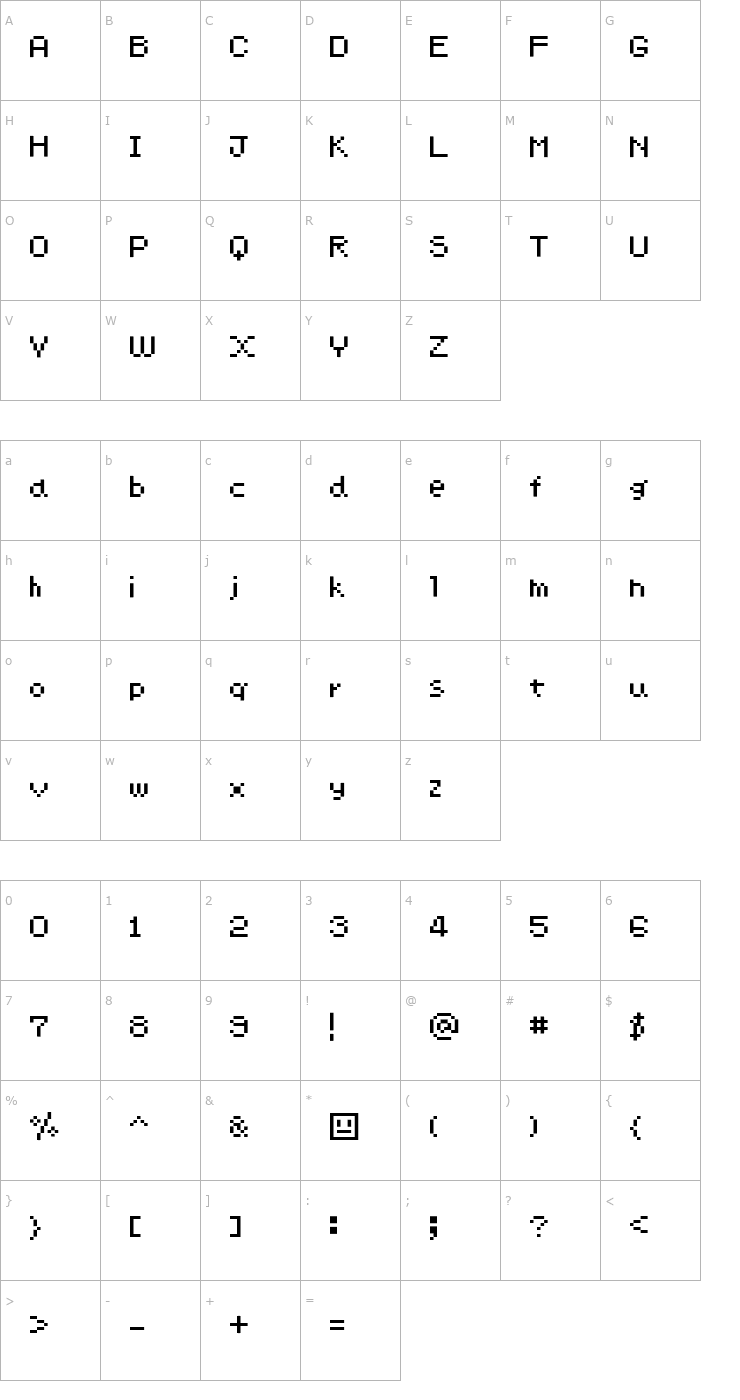 Character Map ChimaChima7 Font