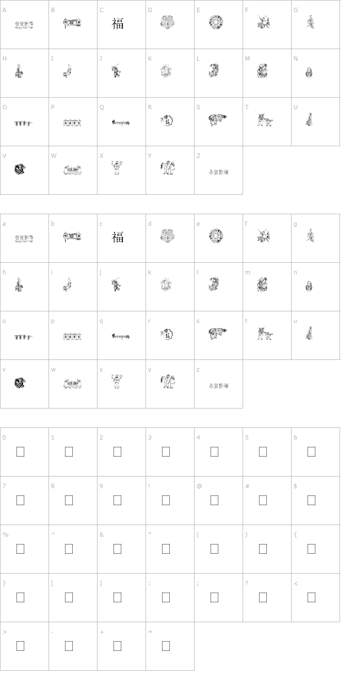 Character Map Chinese New Year By Tom Font