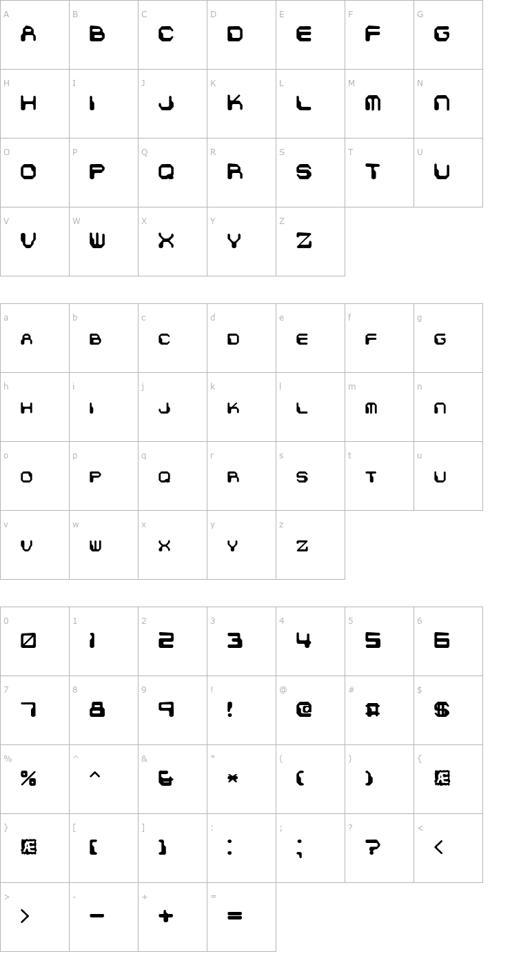 Character Map Chintzy CPU BRK Font