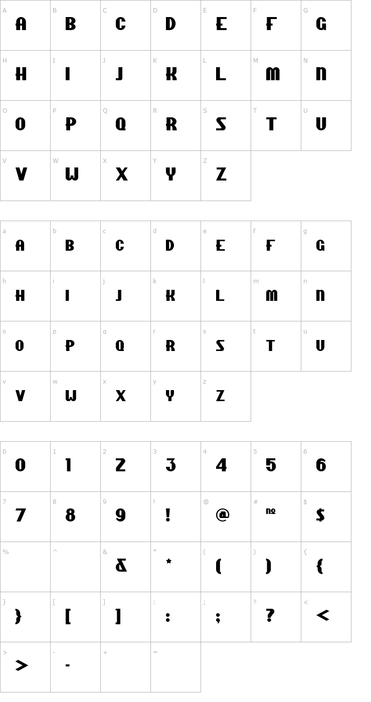 Character Map Chippewa Falls NF Font