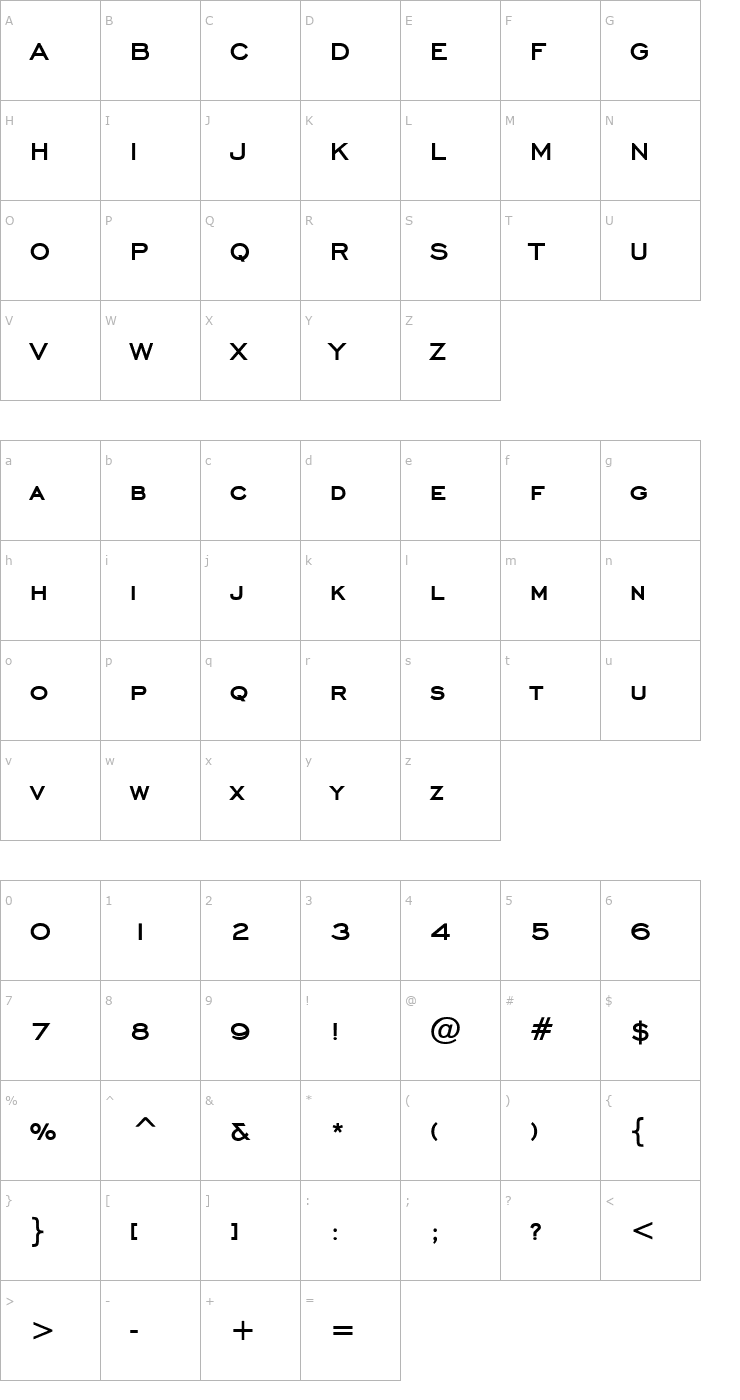 Character Map Chisel Bold Font