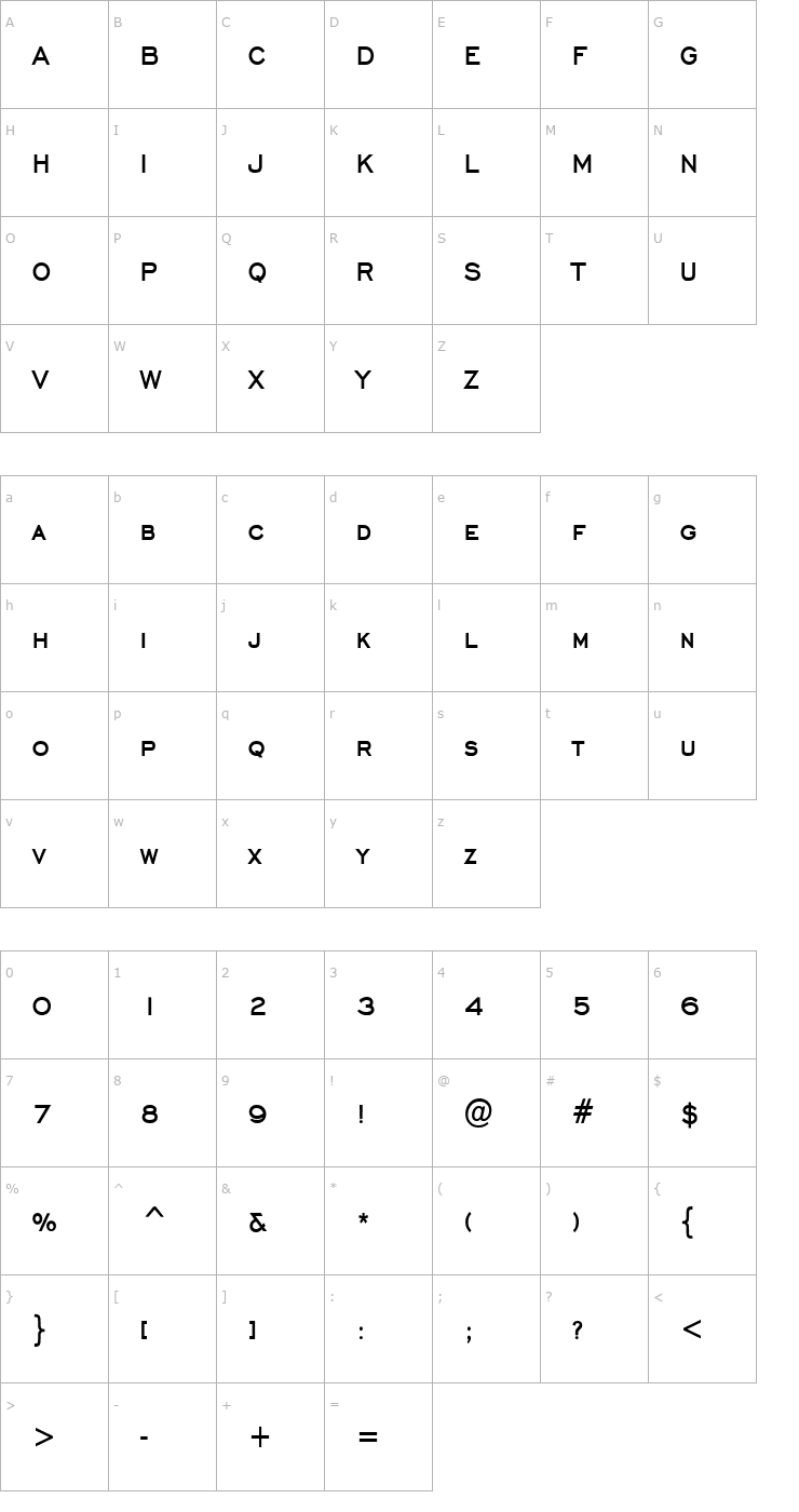 Character Map Chisel Condensed Bold Font