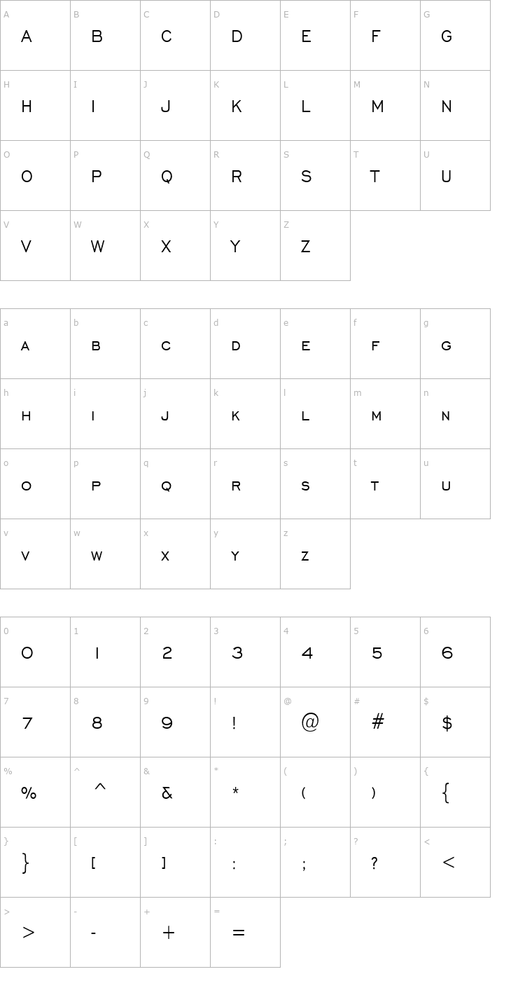 Character Map Chisel Condensed Normal Font