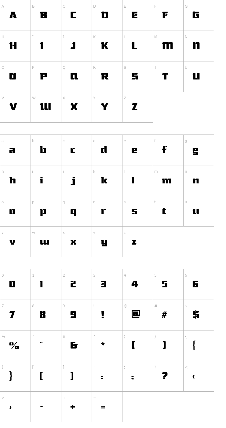 Character Map Chisel Regular Font