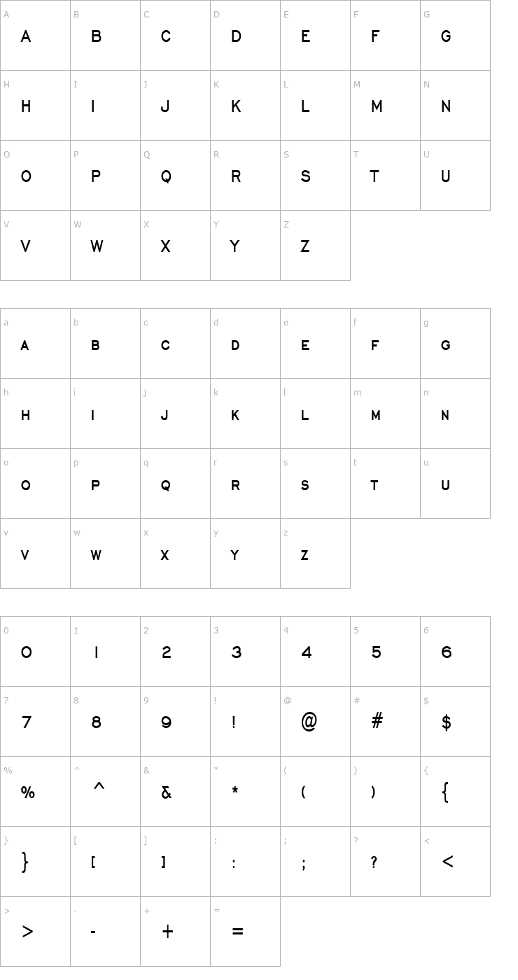 Character Map Chisel Thin Bold Font