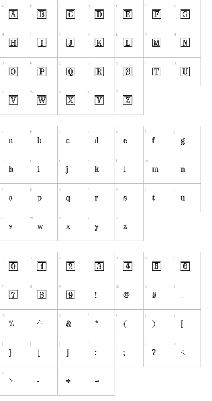 Character Map Chisel_Becker_Ini Font