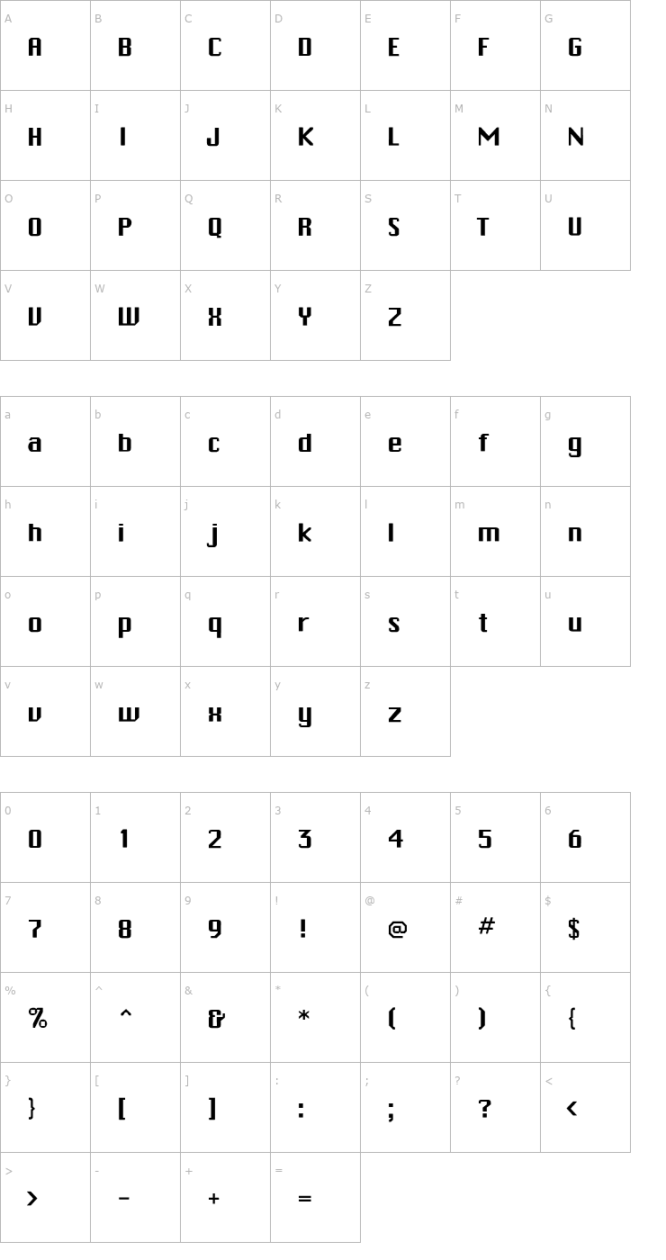 Character Map ChiTown-Light Font