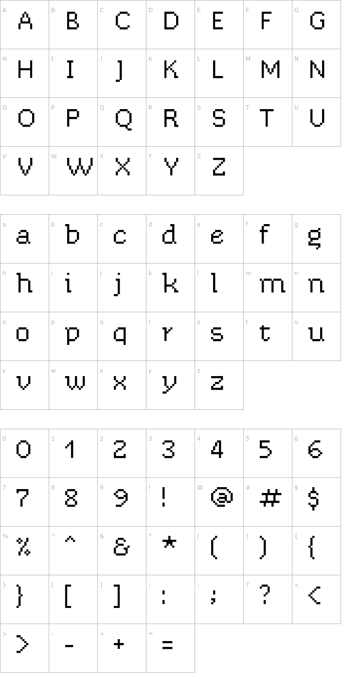 Character Map Chixat 8 Font