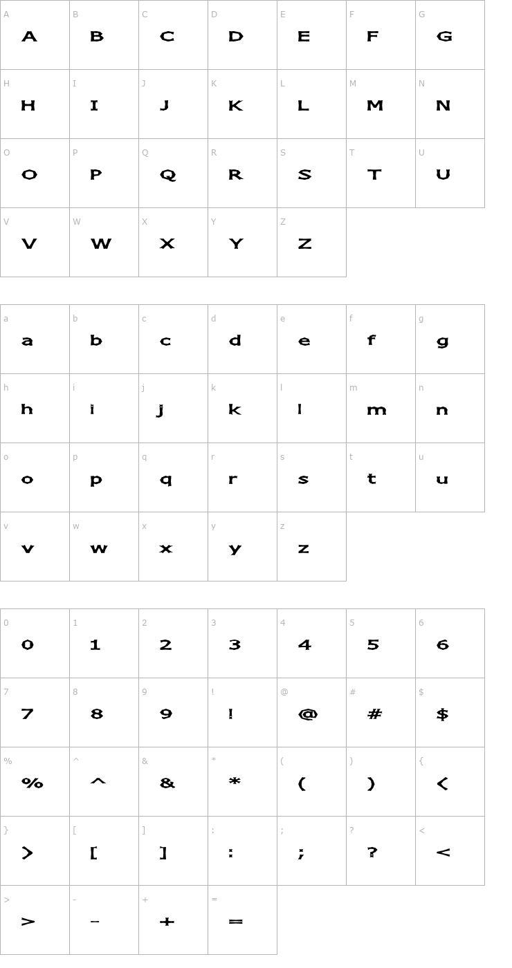 Character Map Chizz Wide Font