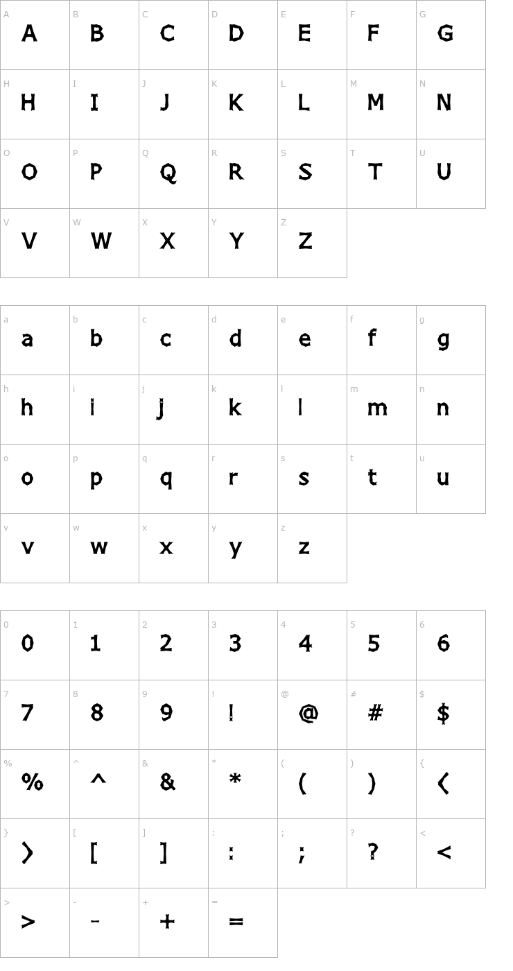 Character Map Chizz Wide High Font