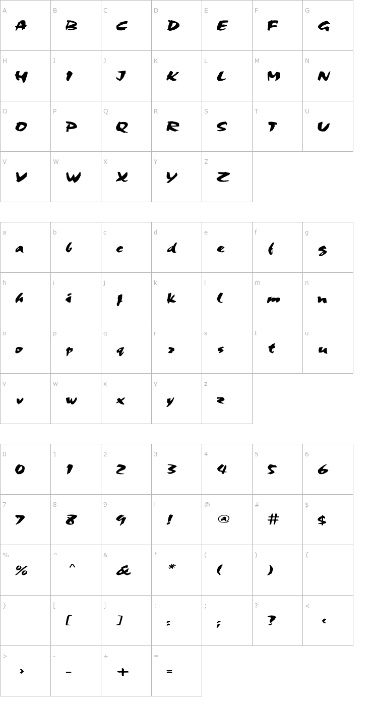 Character Map Choc Ex Font