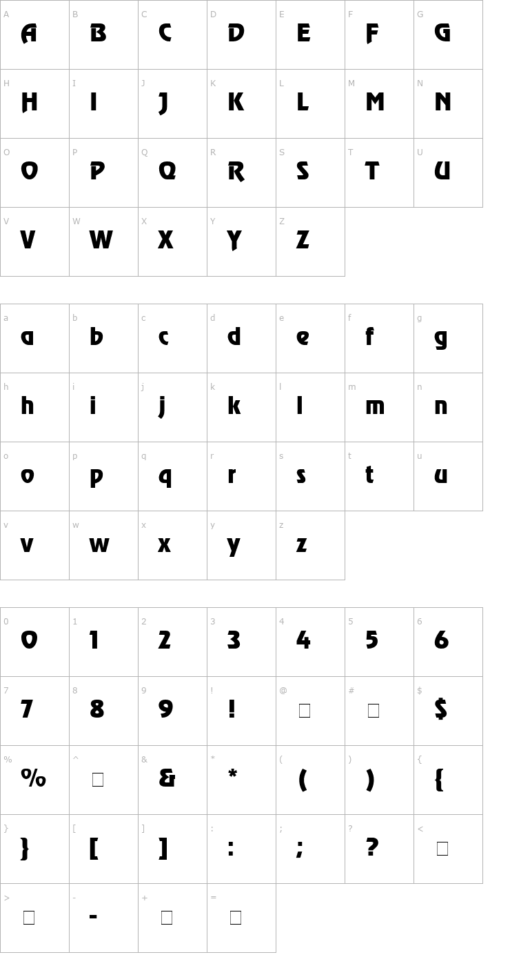 Character Map Chorus Line SSi Bold Font