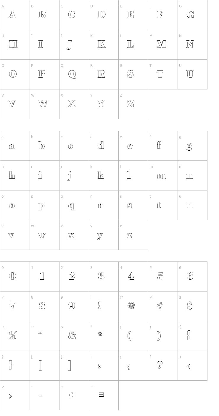 Character Map ChrisBeckerOutline-Black Font