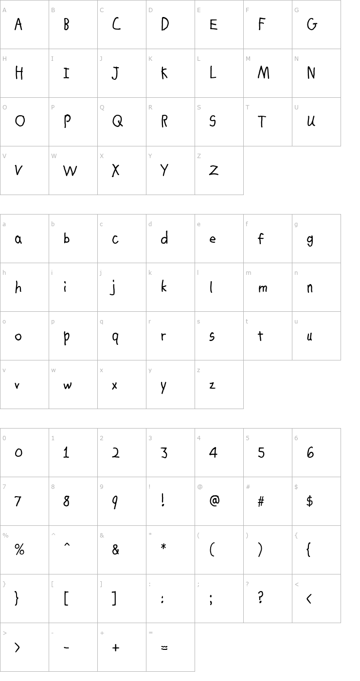 Character Map ChrisHmk Font