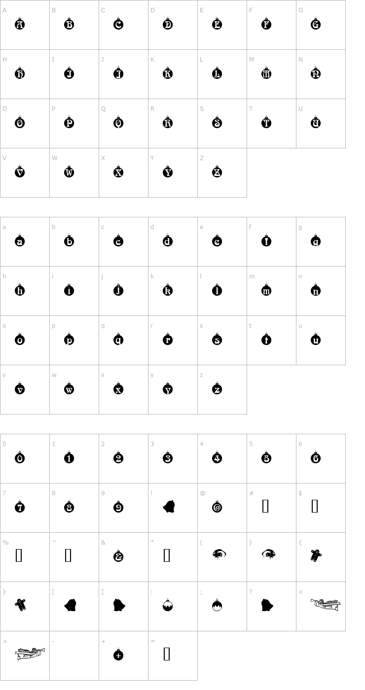 Character Map Christbaumkugeln Font