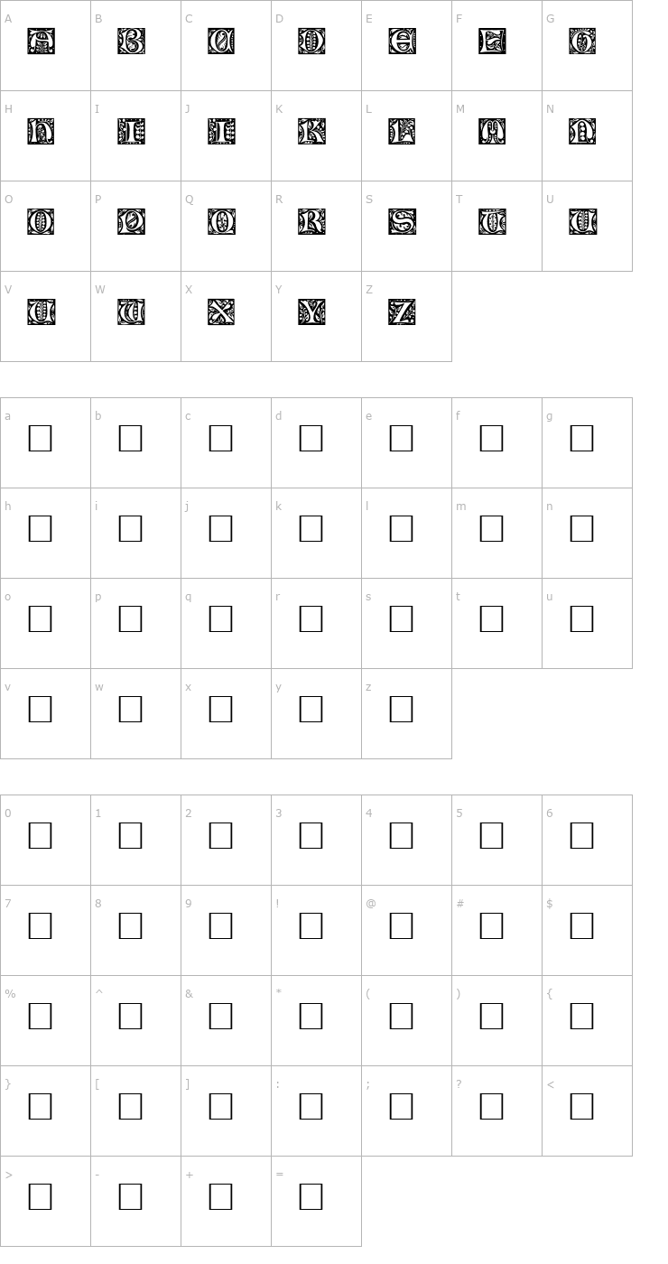 Character Map Christensen Caps Font