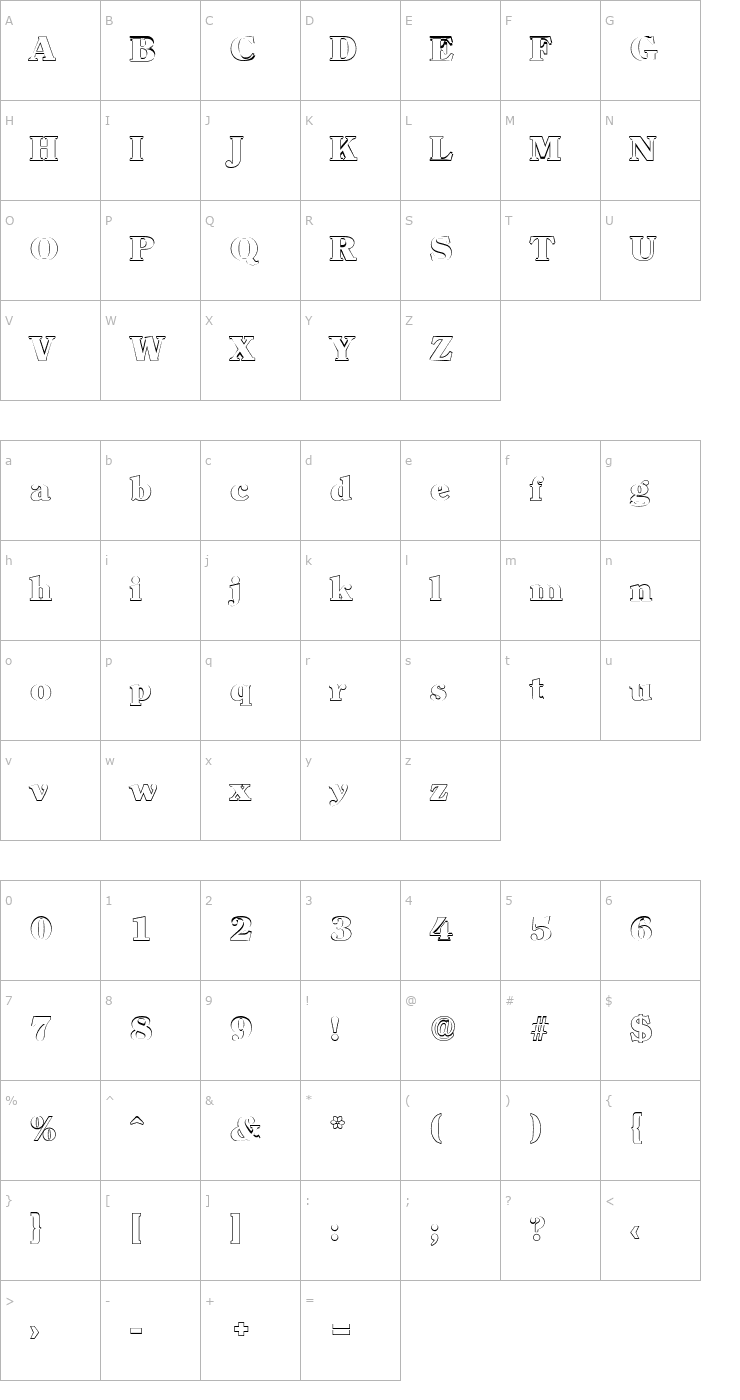 Character Map ChristianBeckerOutline-Heavy Font