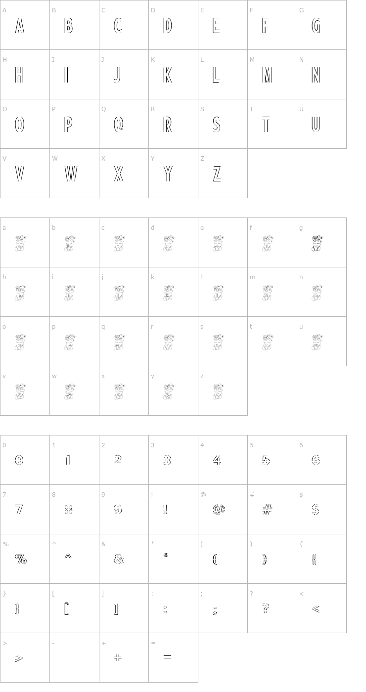 Character Map ChristmasStocking Font